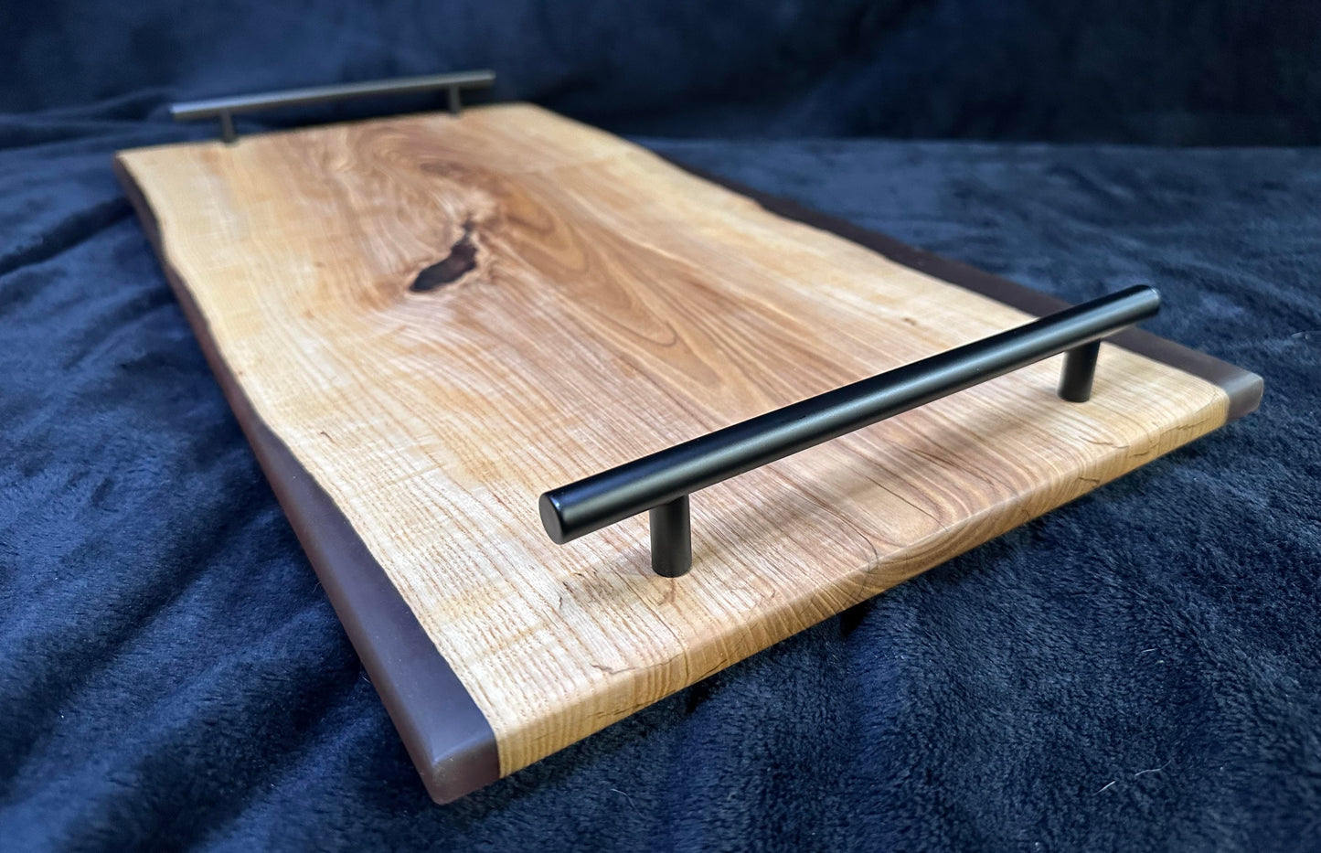 103 - Ash Wood with Coffee Brown Epoxy Charcuterie Board