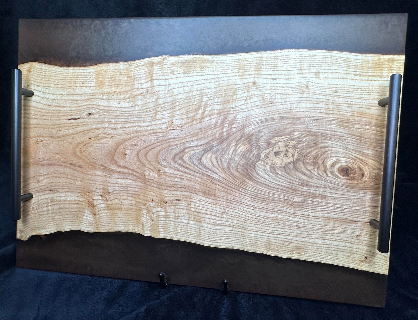 106 - XL Ash Wood with Coffee Bronze Epoxy and Oil Rubbed Bronze Handles