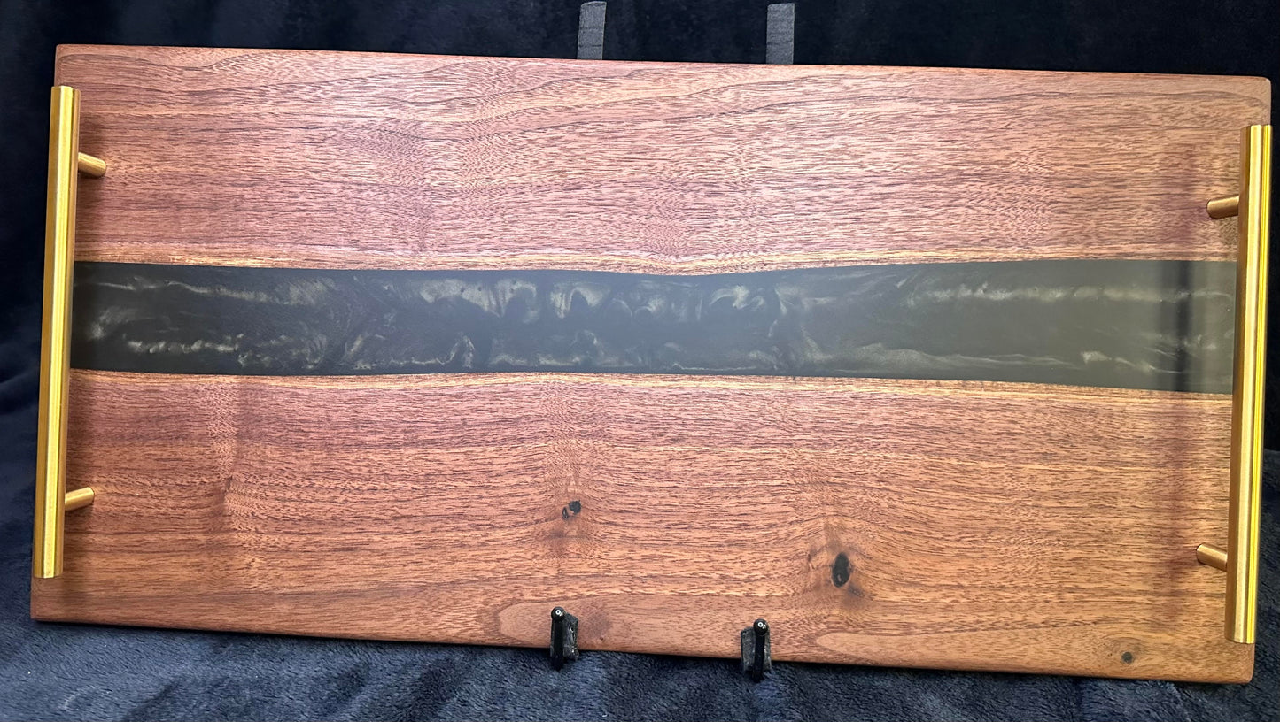 105 - Black Walnut with Black Epoxy River with Gold Sparkle