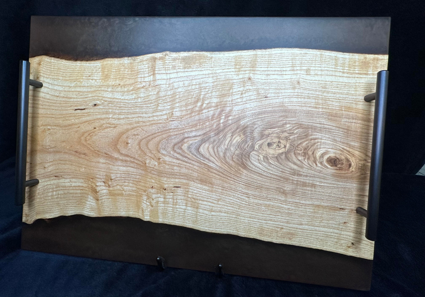 106 - XL Ash Wood with Coffee Bronze Epoxy and Oil Rubbed Bronze Handles