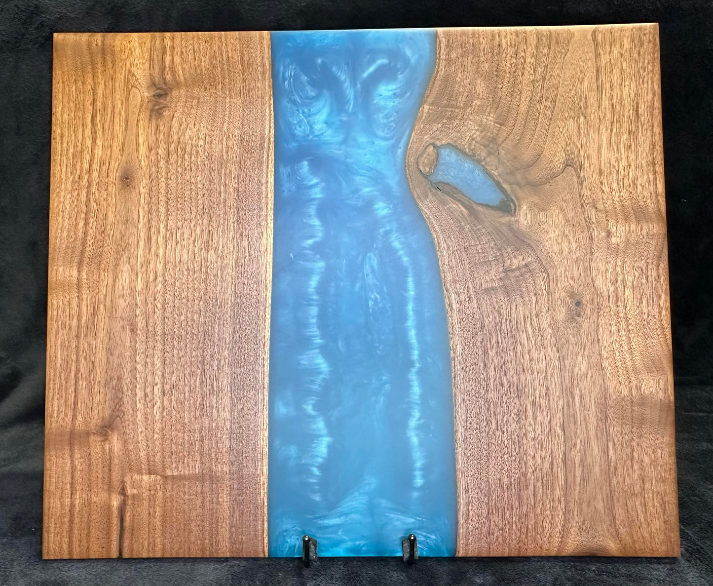 101 XXL Charcuterie /  Serving Platter Walnut w/ Caribbean Blue Epoxy