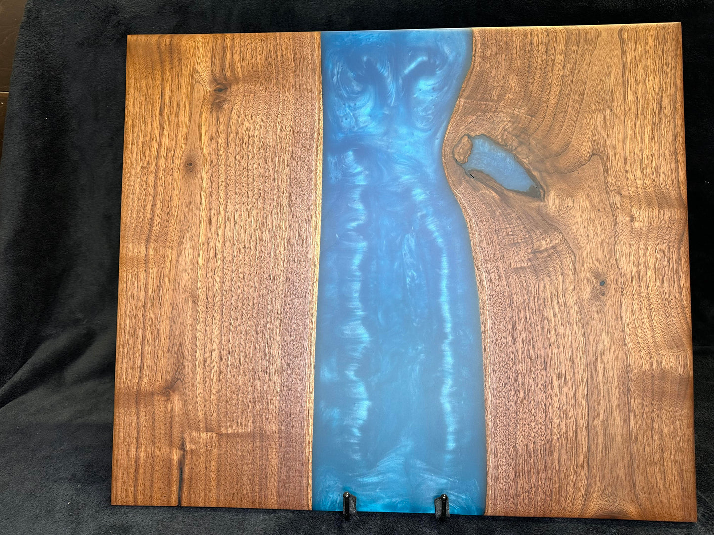 101 XXL Charcuterie /  Serving Platter Walnut w/ Caribbean Blue Epoxy