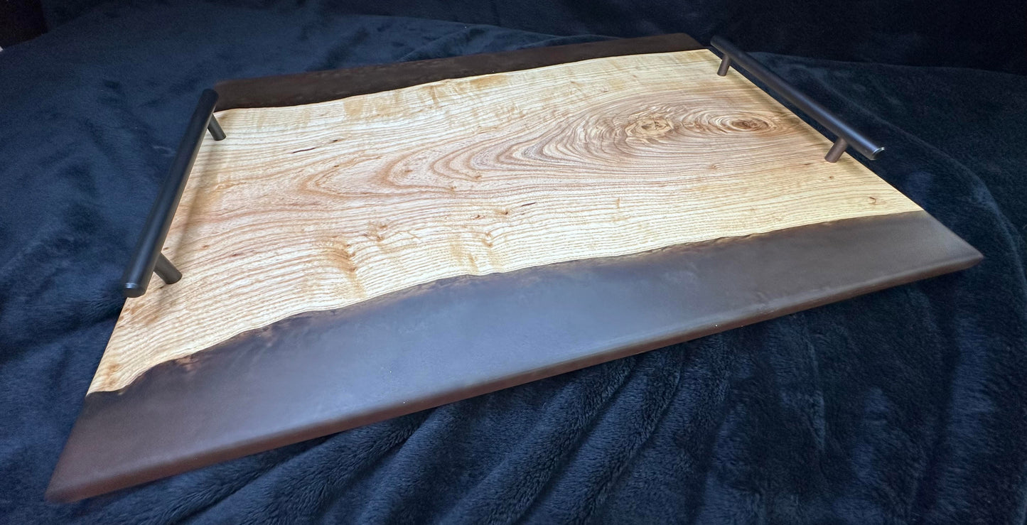106 - XL Ash Wood with Coffee Bronze Epoxy and Oil Rubbed Bronze Handles