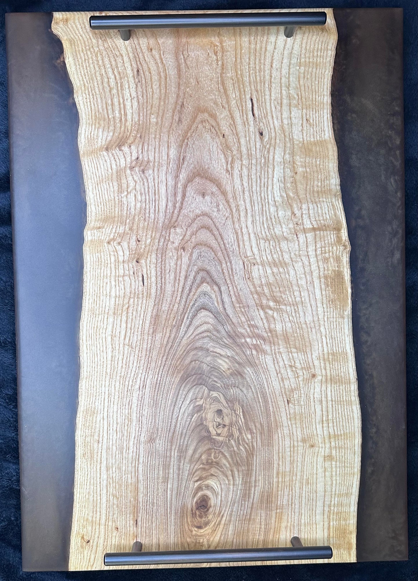 106 - XL Ash Wood with Coffee Bronze Epoxy and Oil Rubbed Bronze Handles