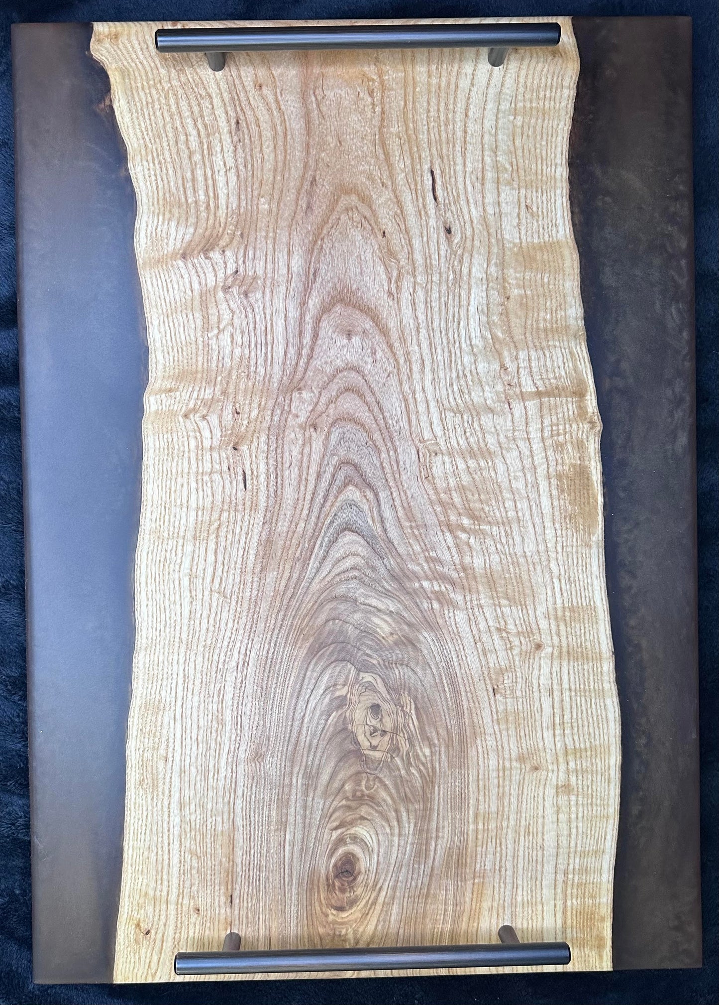 106 - XL Ash Wood with Coffee Bronze Epoxy and Oil Rubbed Bronze Handles