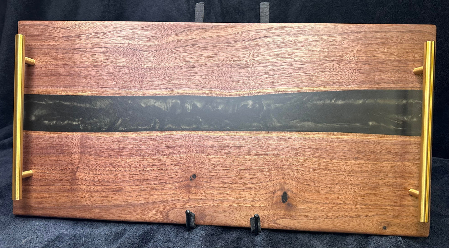 105 - Black Walnut with Black Epoxy River with Gold Sparkle