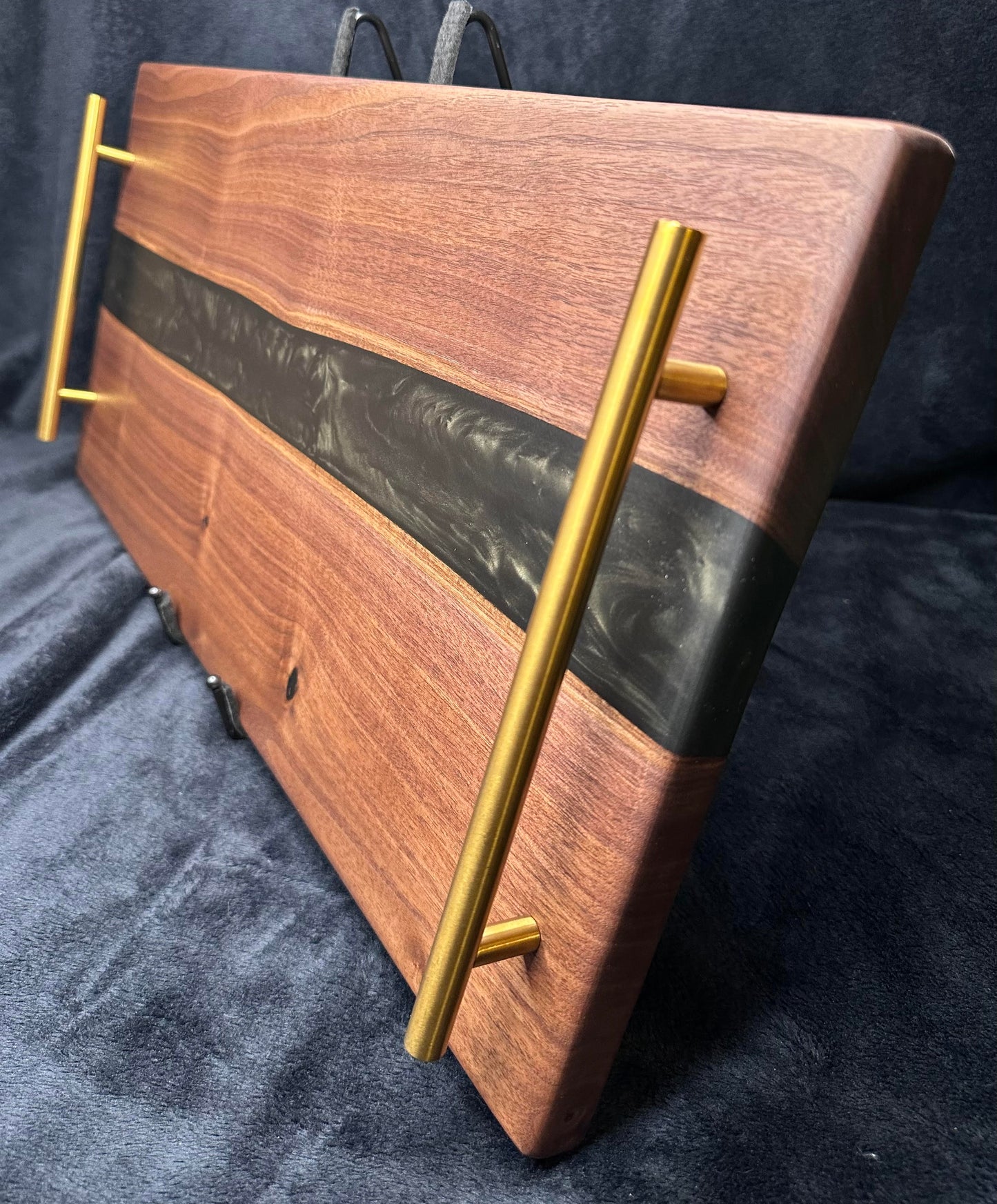 105 - Black Walnut with Black Epoxy River with Gold Sparkle