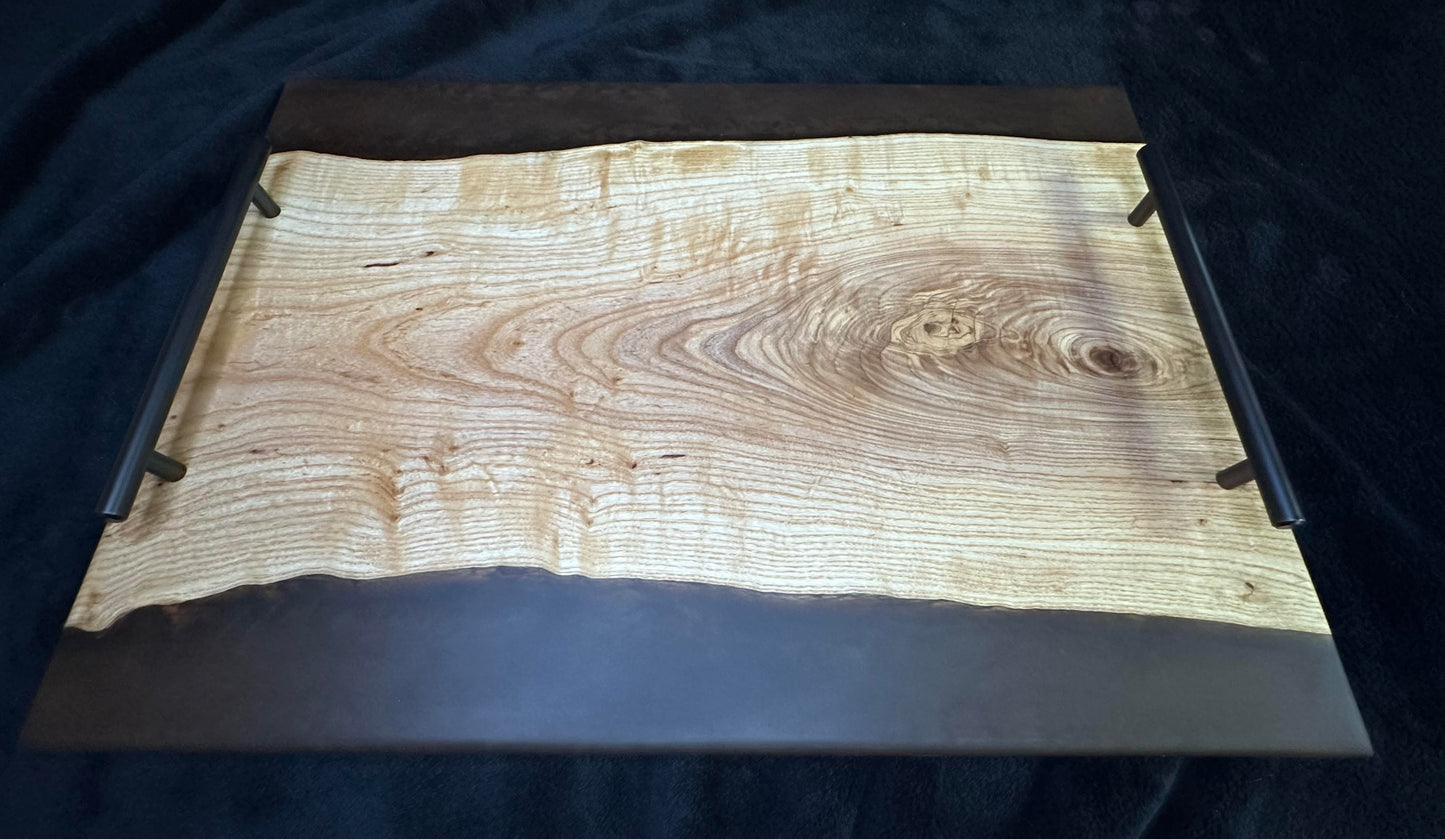 106 - XL Ash Wood with Coffee Bronze Epoxy and Oil Rubbed Bronze Handles