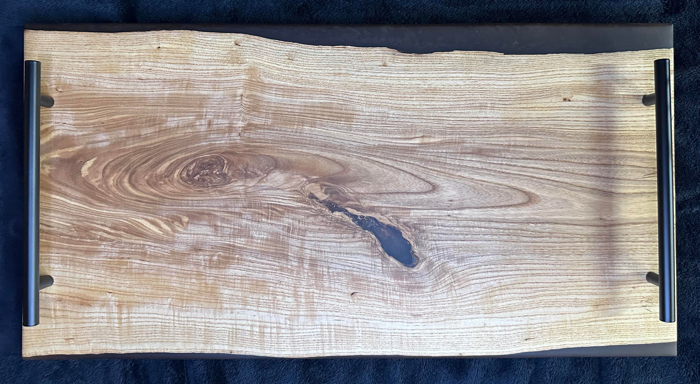 103 - Ash Wood with Coffee Brown Epoxy Charcuterie Board