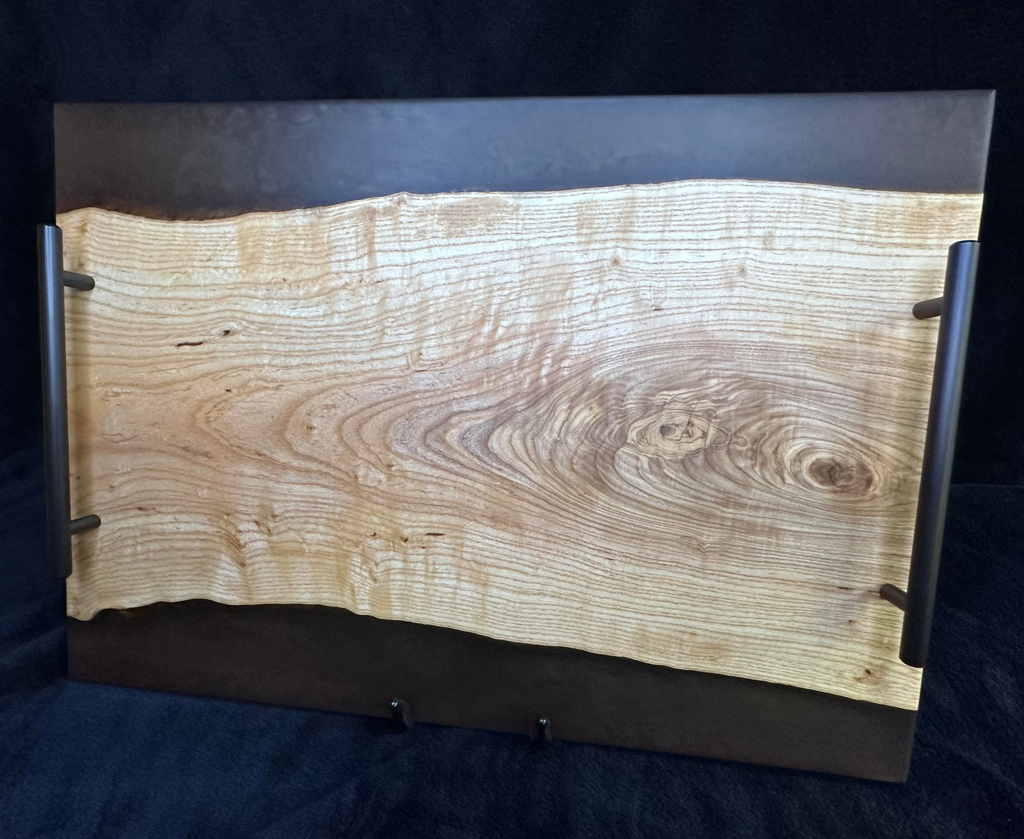 106 - XL Ash Wood with Coffee Bronze Epoxy and Oil Rubbed Bronze Handles